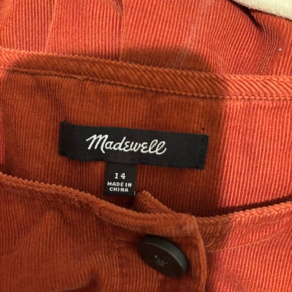 Madewell Burnt Orange Corduroy Short Sleeve Ankle Length Jumpsuit 14 - Picture 6 of 7